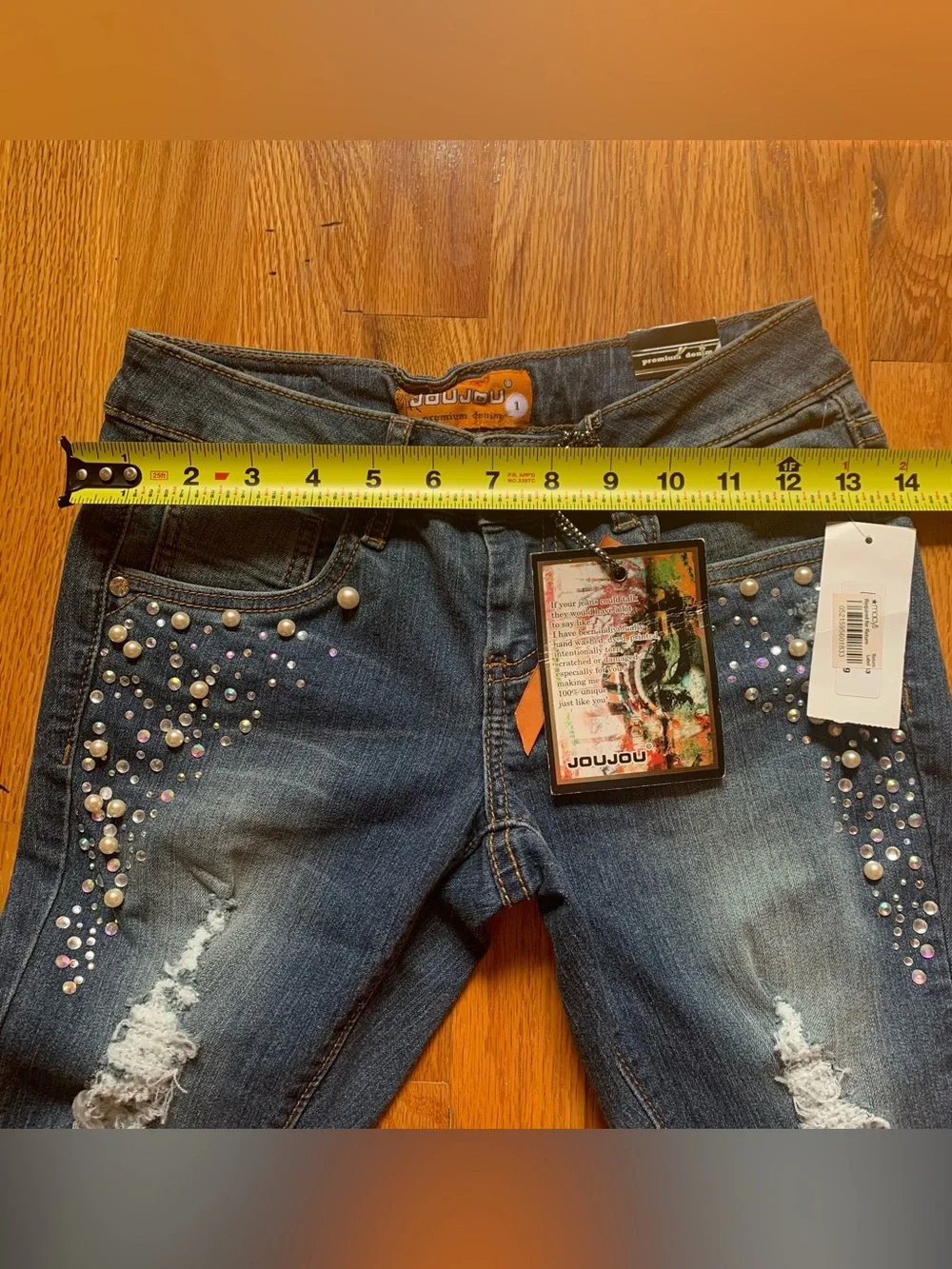 Vintage Y2K JouJou Skinny distressed Jeans with rhinestones size 1